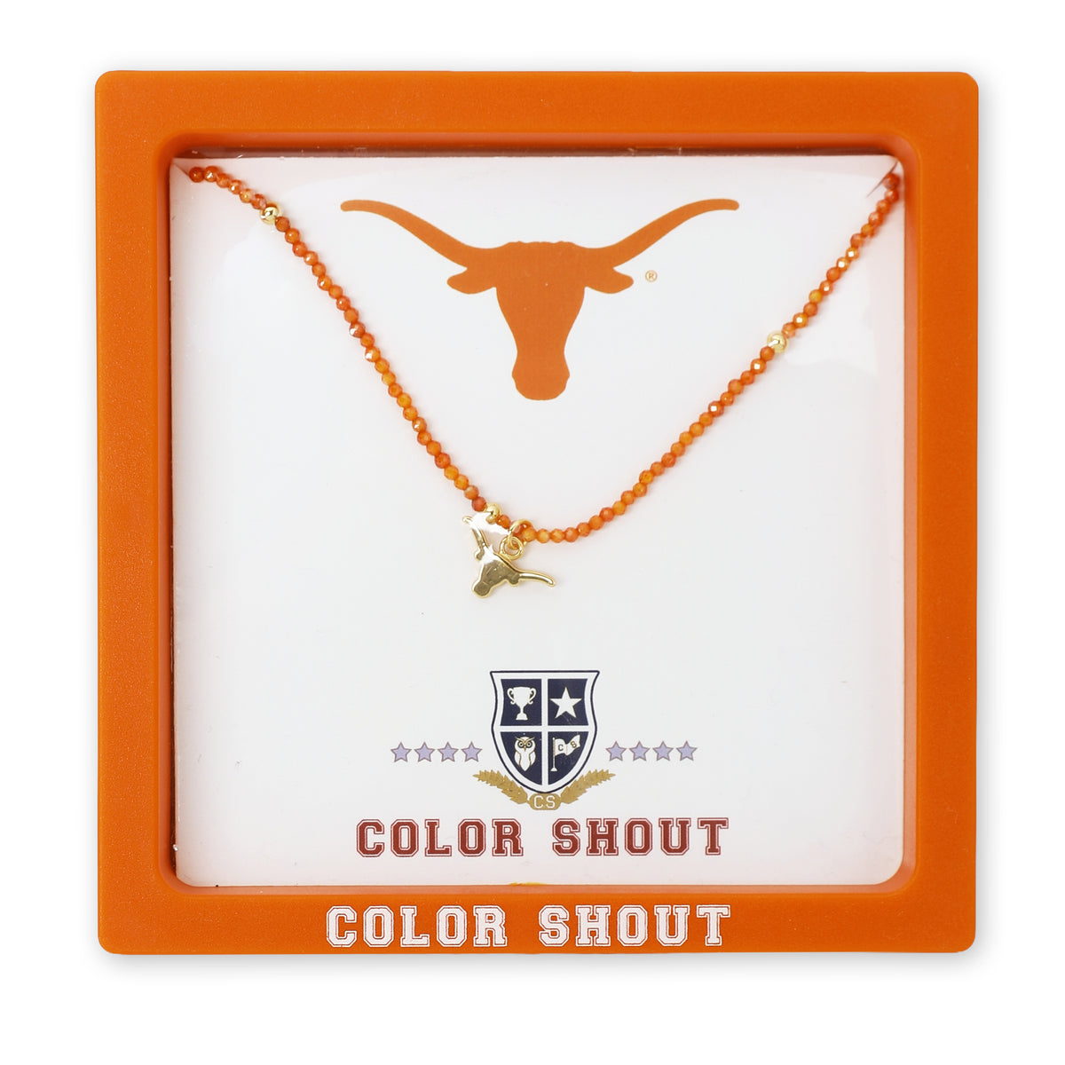 Texas Longhorns Steerhead Gemstone Necklace 