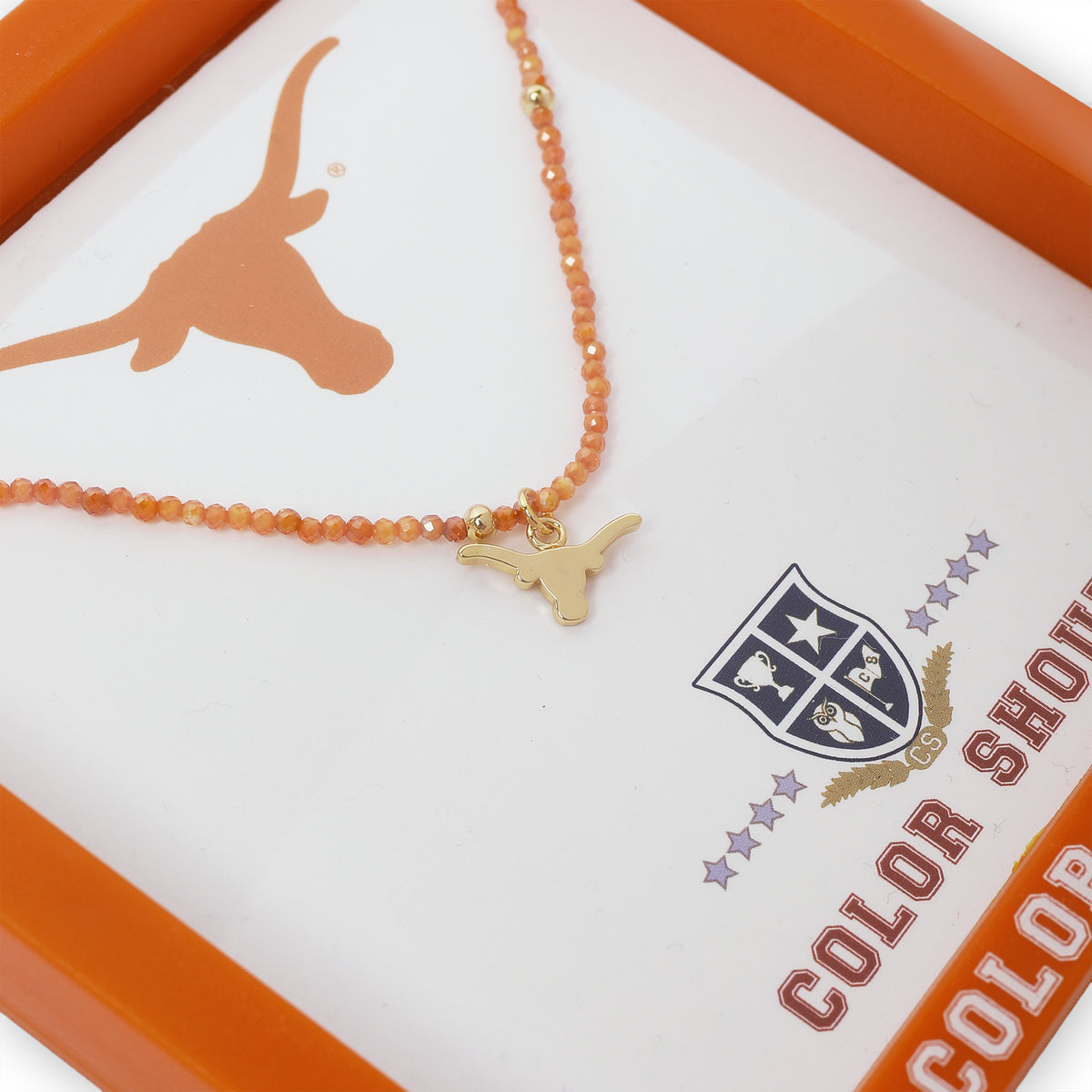 Texas Longhorns Steerhead Gemstone Necklace 