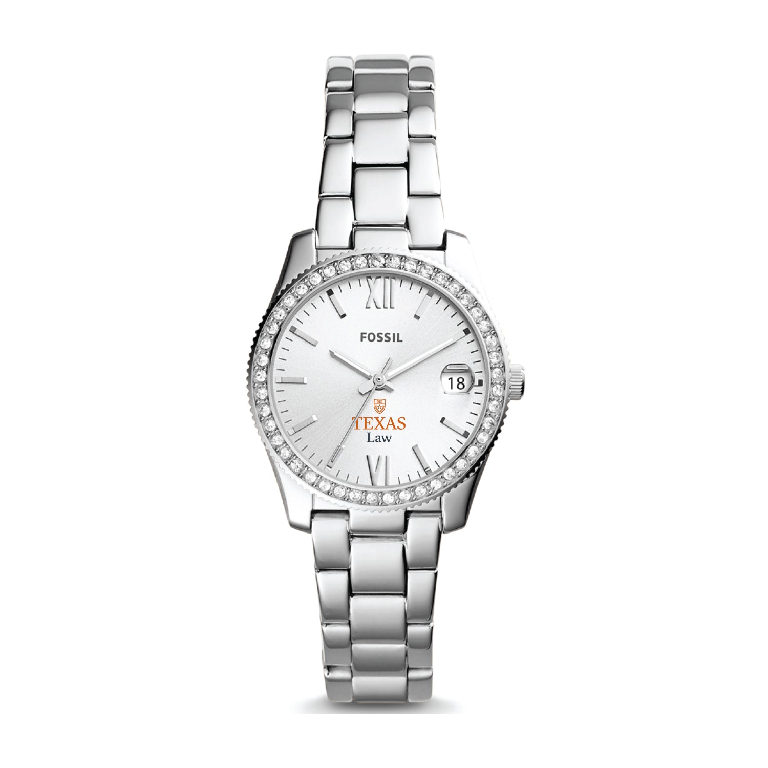 University of Texas School of Law Women's Fossil Scarlette Mini Watch Silver