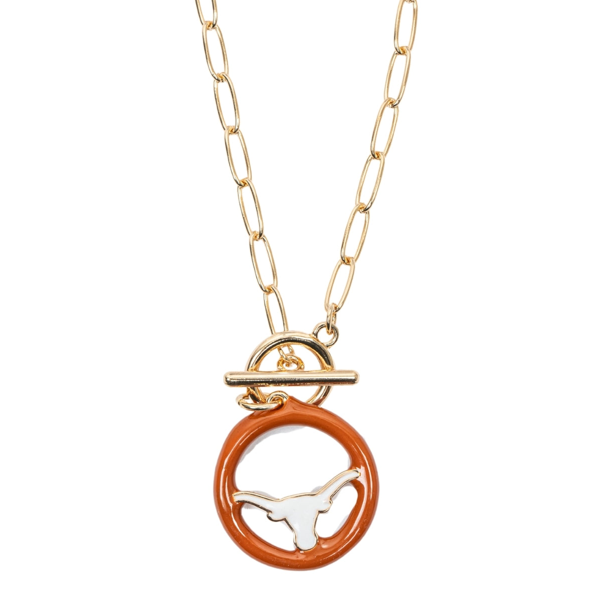 Texas Longhorns Logo Enamel T-Bar 16" Necklace