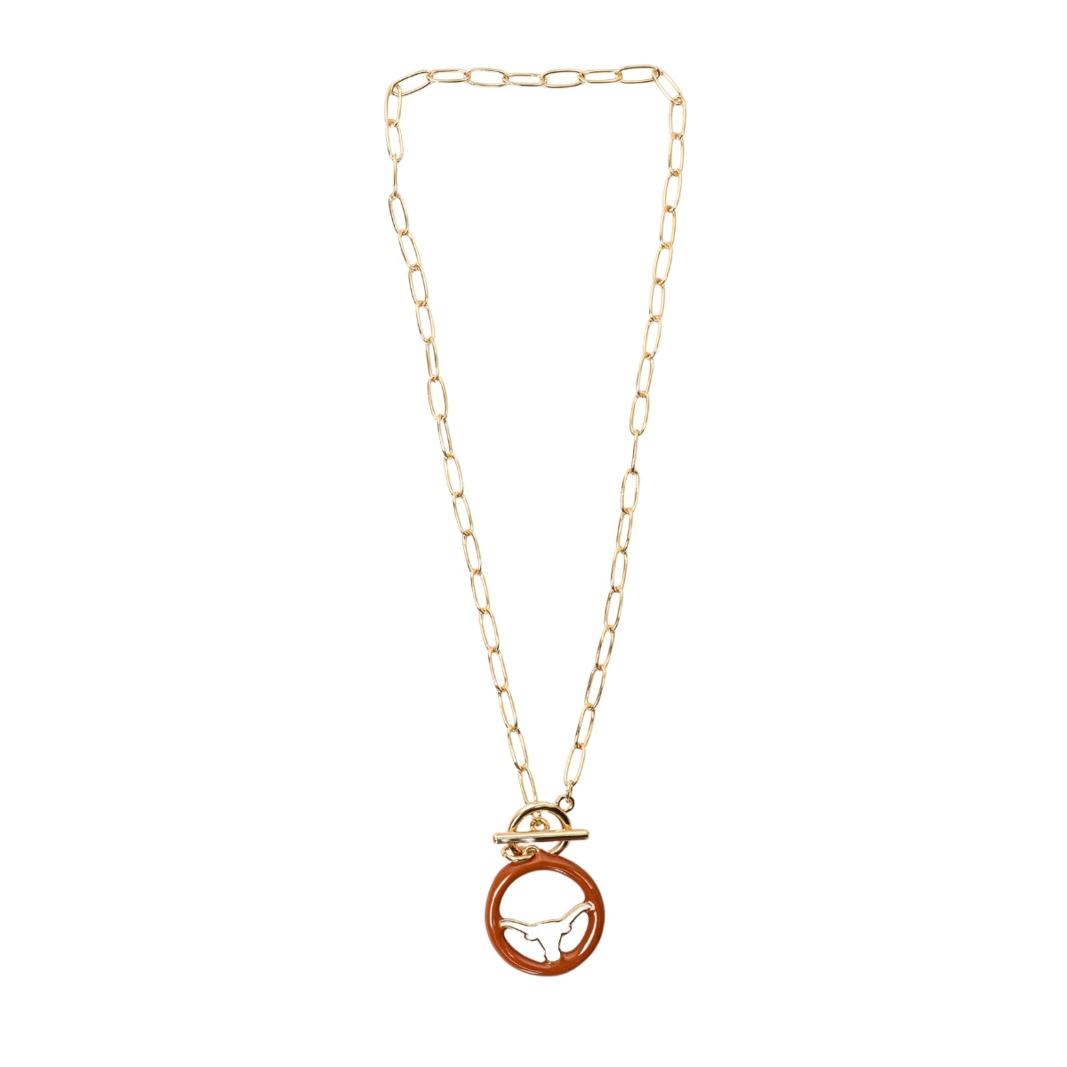Texas Longhorns Logo Enamel T-Bar 16" Necklace