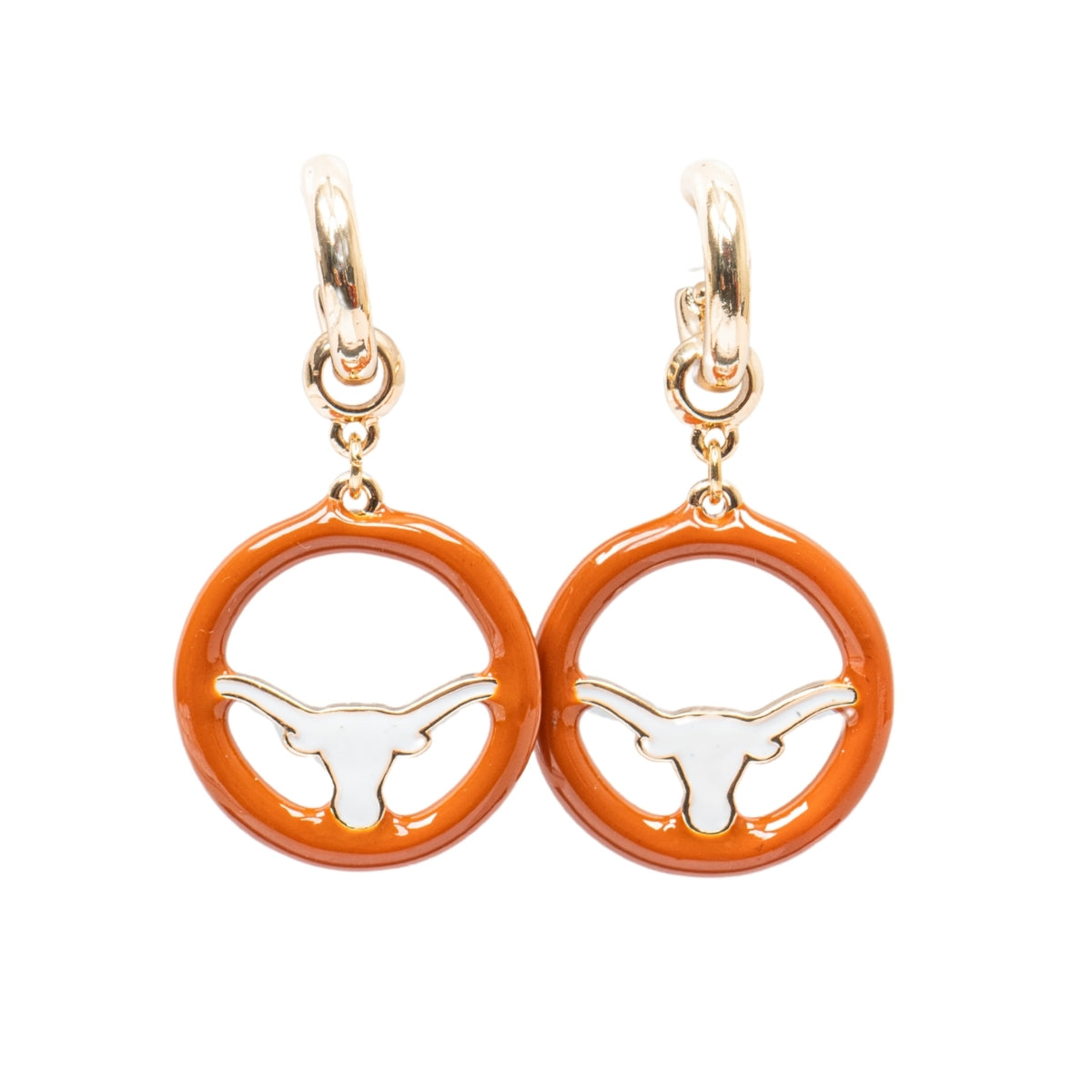 Texas Longhorns Resin Logo Drop Hoop Earrings