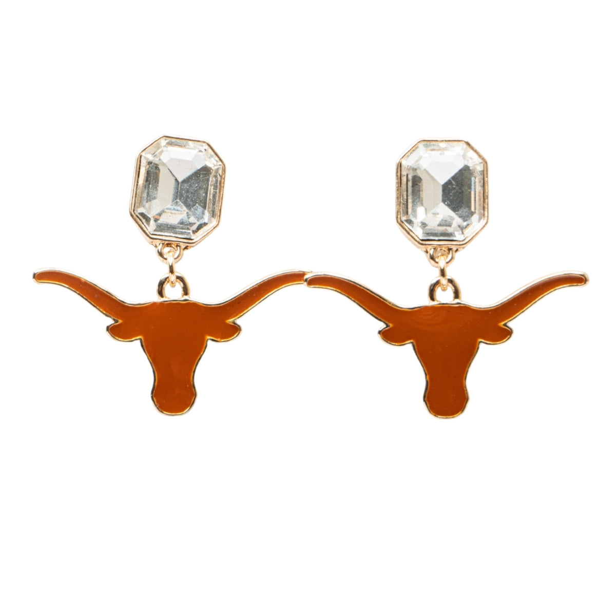 Texas Longhorns Rhinestone Enamel Logo Earrings