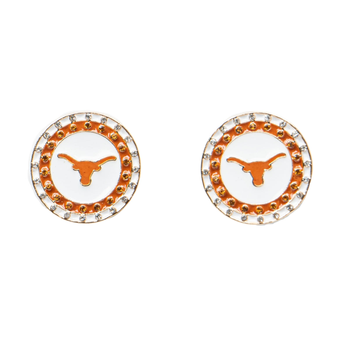 Texas Longhorns Pave Disc Stud Earrings