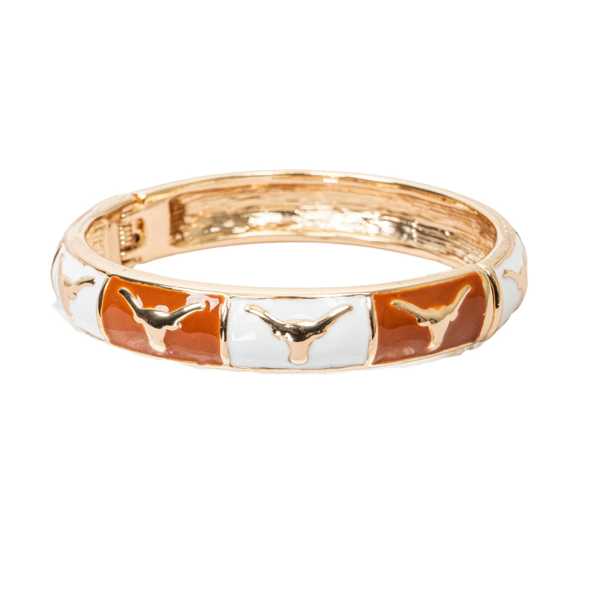 Texas Longhorns Sculpted Enamel Checkered Hinge Bangle