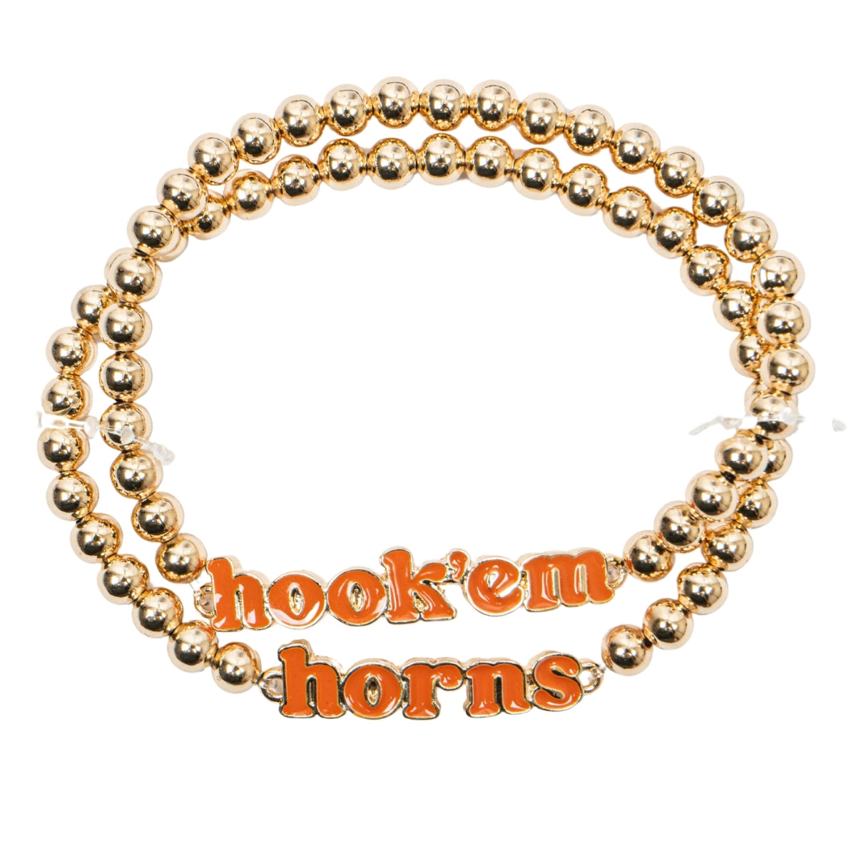 Texas Longhorns Slogan Ball Bead Bracelet Set of 2