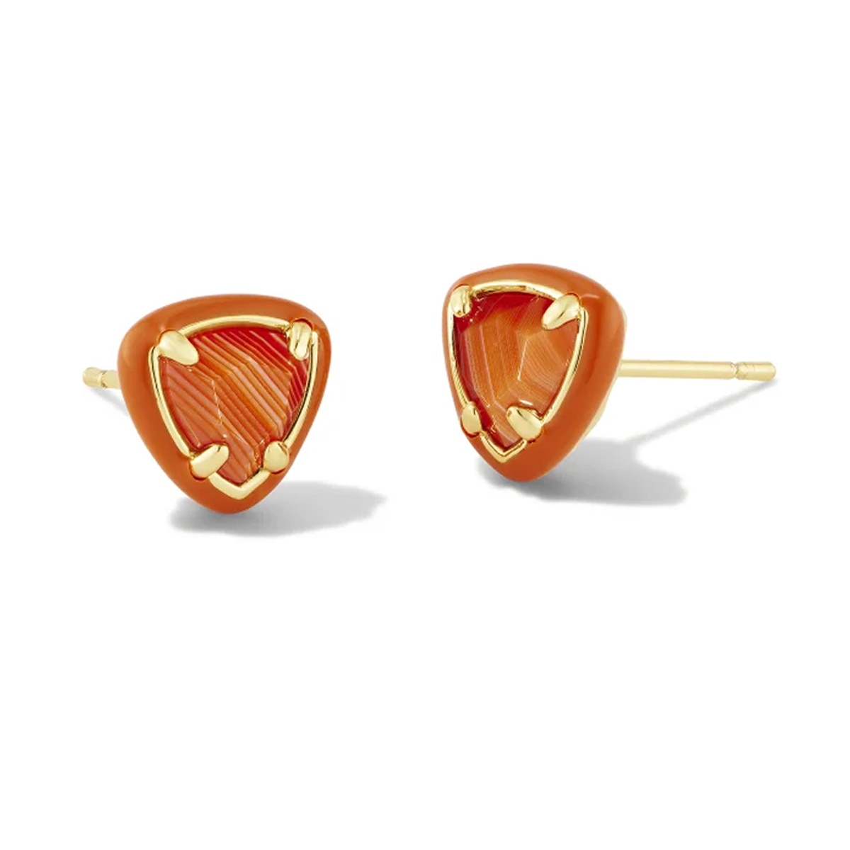 Kendra Scott Arden Gold Enamel Framed Stud Earrings in Orange Agate