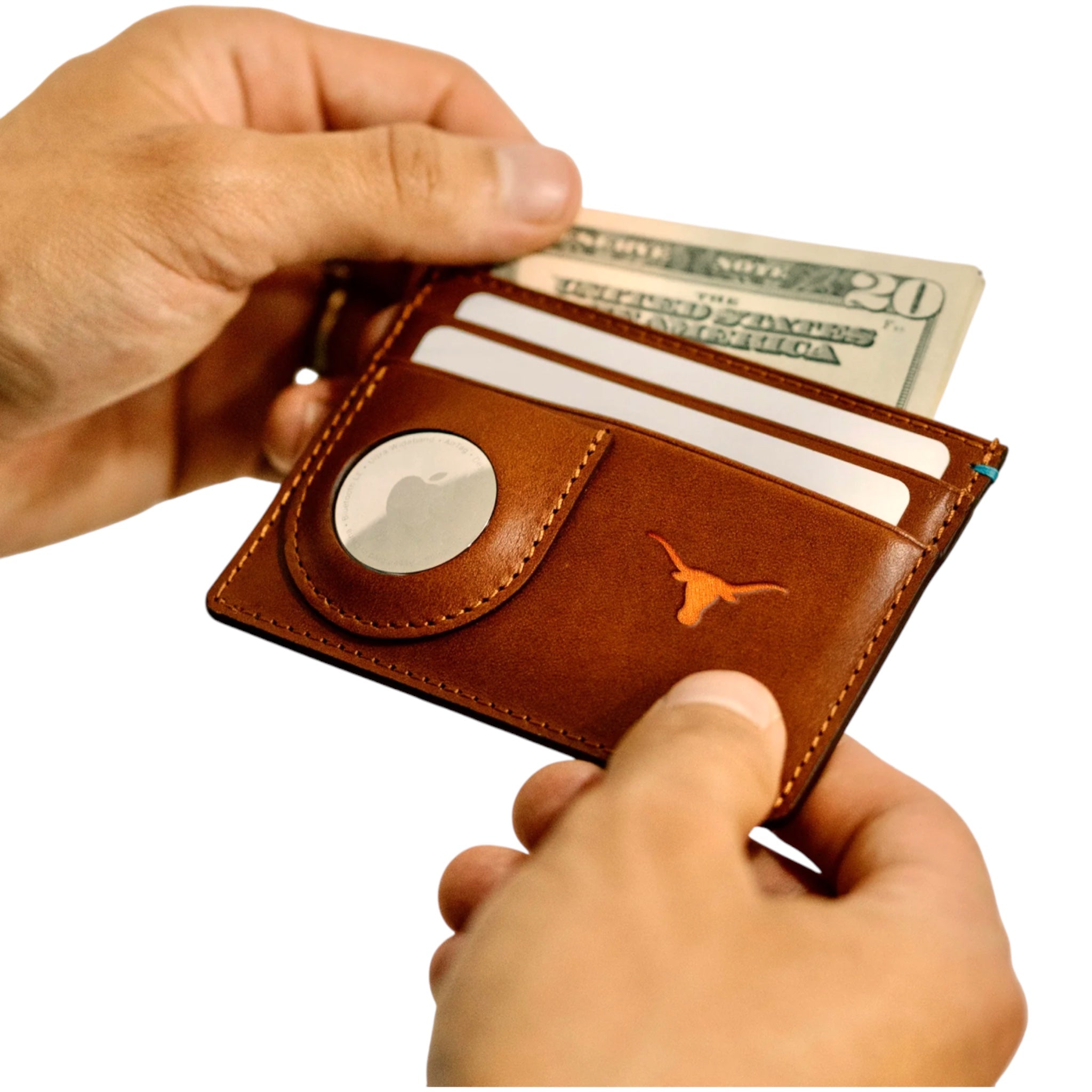 Texas Longhorns Gameday Italian Leather Airtag Wallet