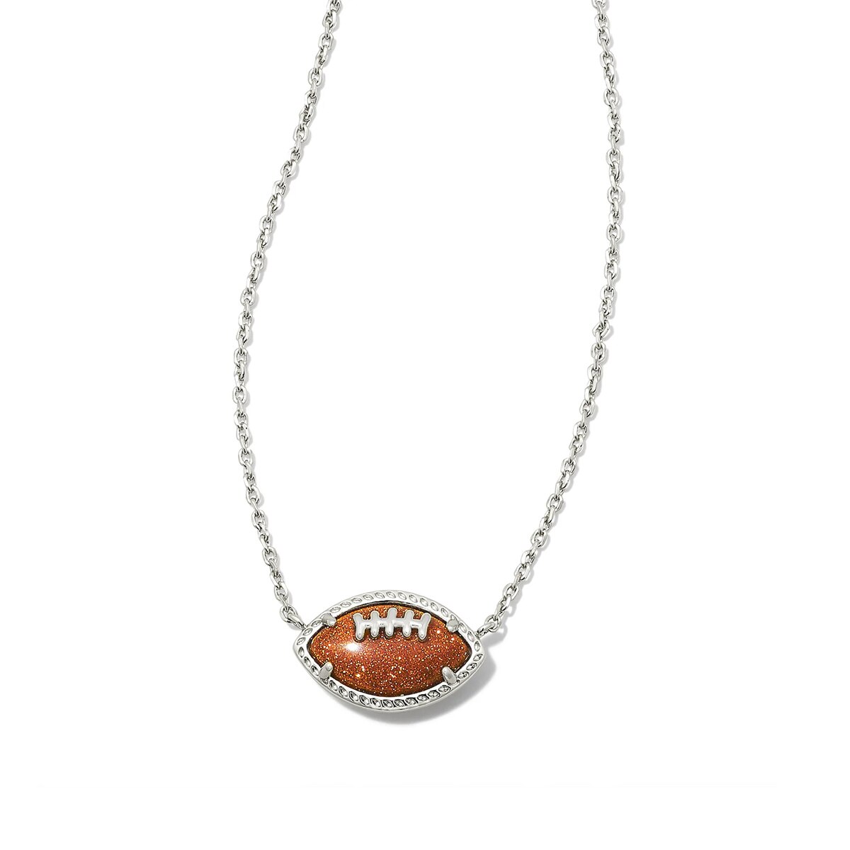 Kendra Scott Football Silver Short Pendant in Orange Goldstone