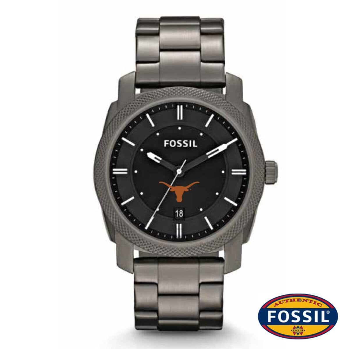 Fossil Texas Longhorns Machine Smoke Stainless Steel Watch