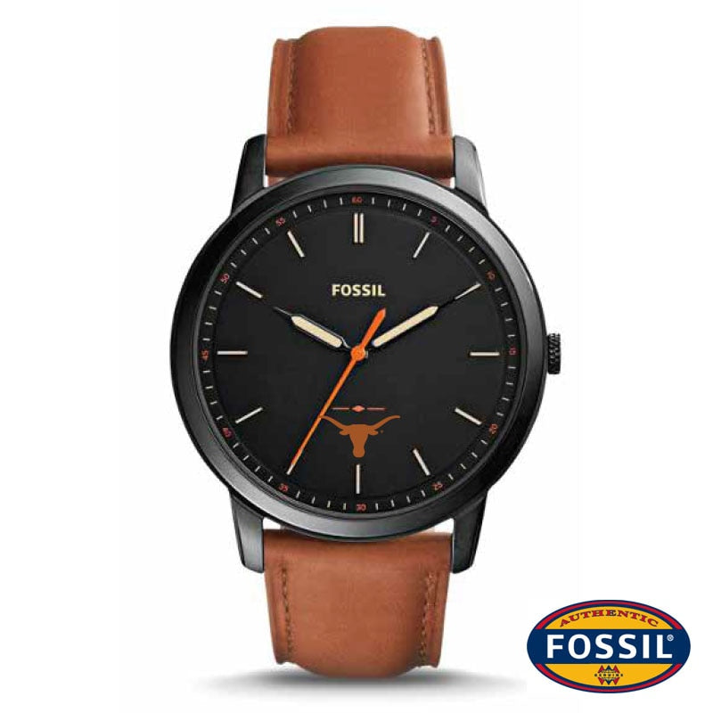 Fossil Texas Longhorns Minimalist Light Brown Leather Watch