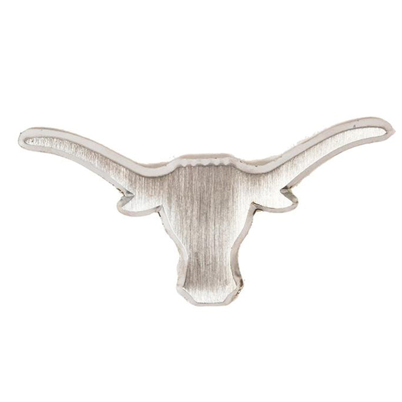 Texas Longhorn Matte Chrome Car Emblem - 3.75” x 2”