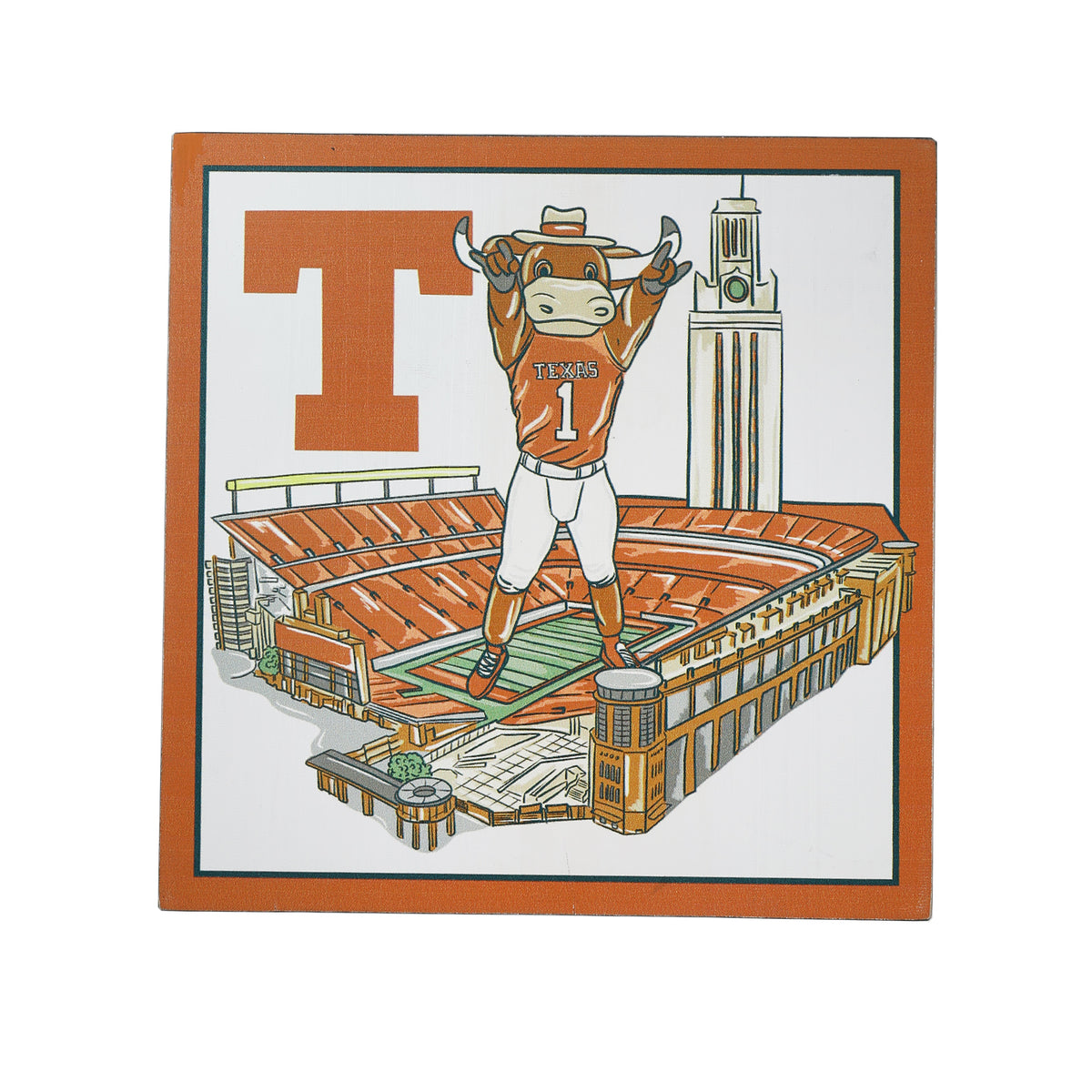 Texas Longhorns Hook 'Em at DKR Block - 7" x 7"