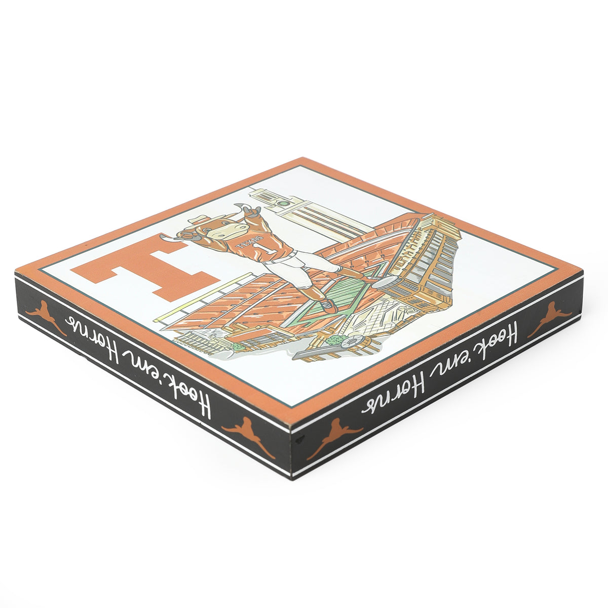 Texas Longhorns Hook 'Em at DKR Block - 7" x 7"