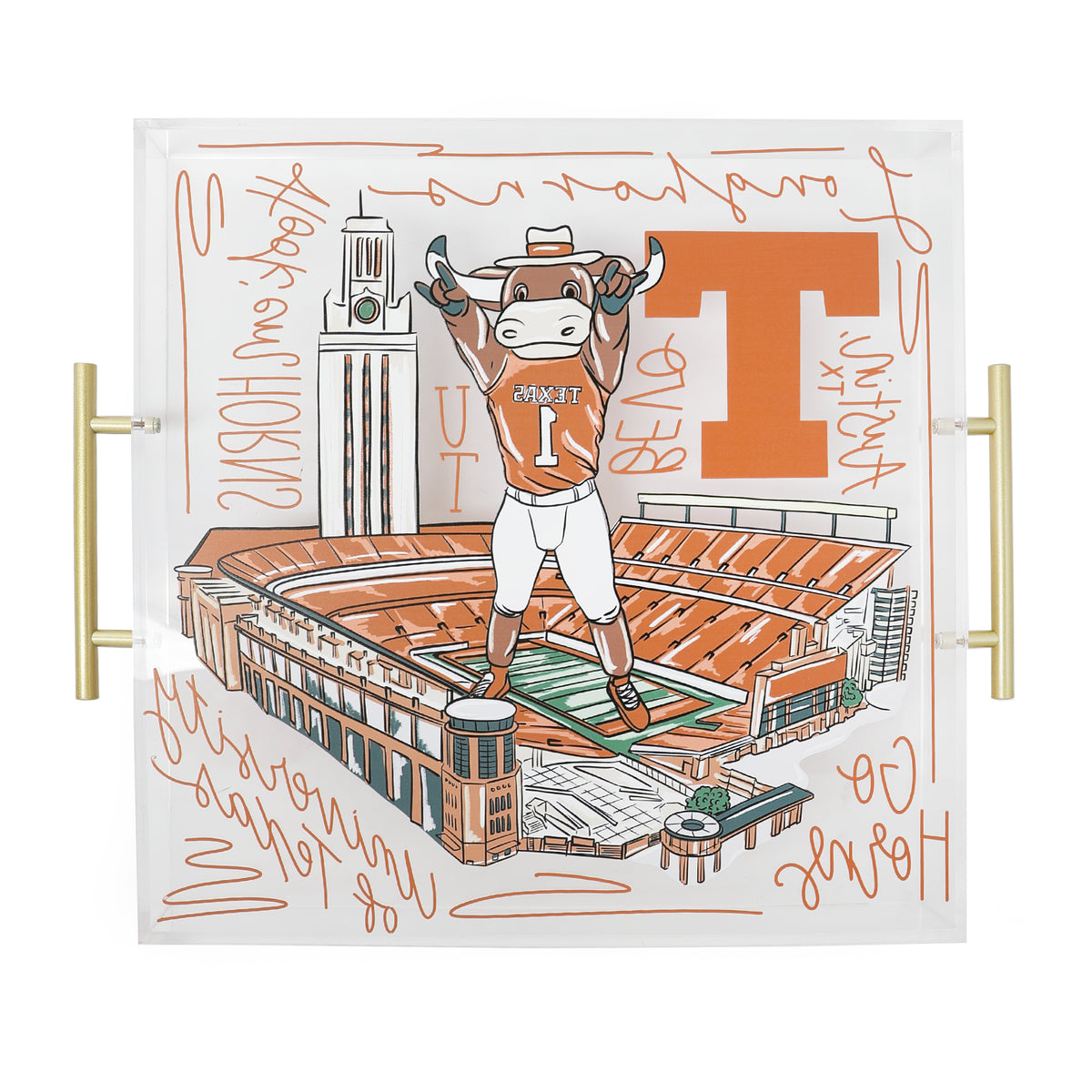 Texas Longhorns Hook 'Em at DKR Acrylic Tray