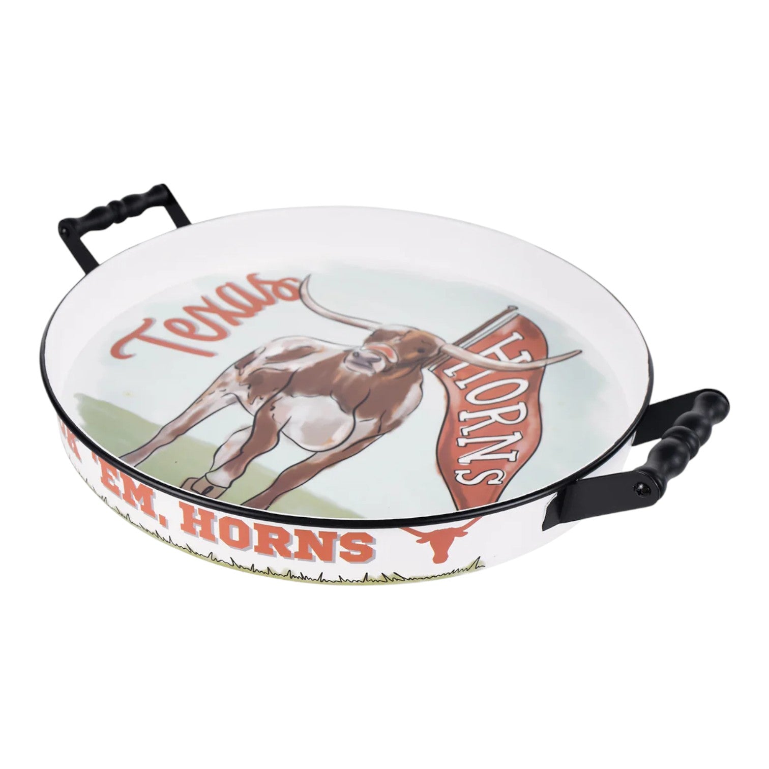 Texas Mascot Enamel Tray 16"