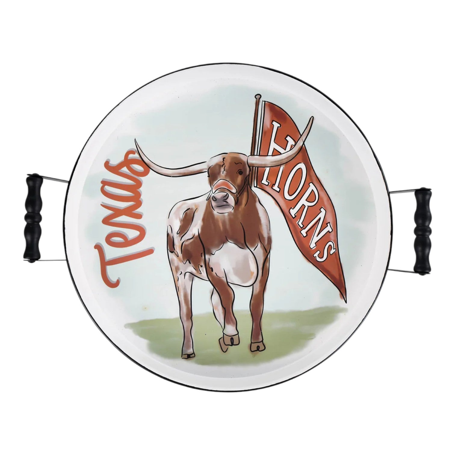 Texas Mascot Enamel Tray 16"