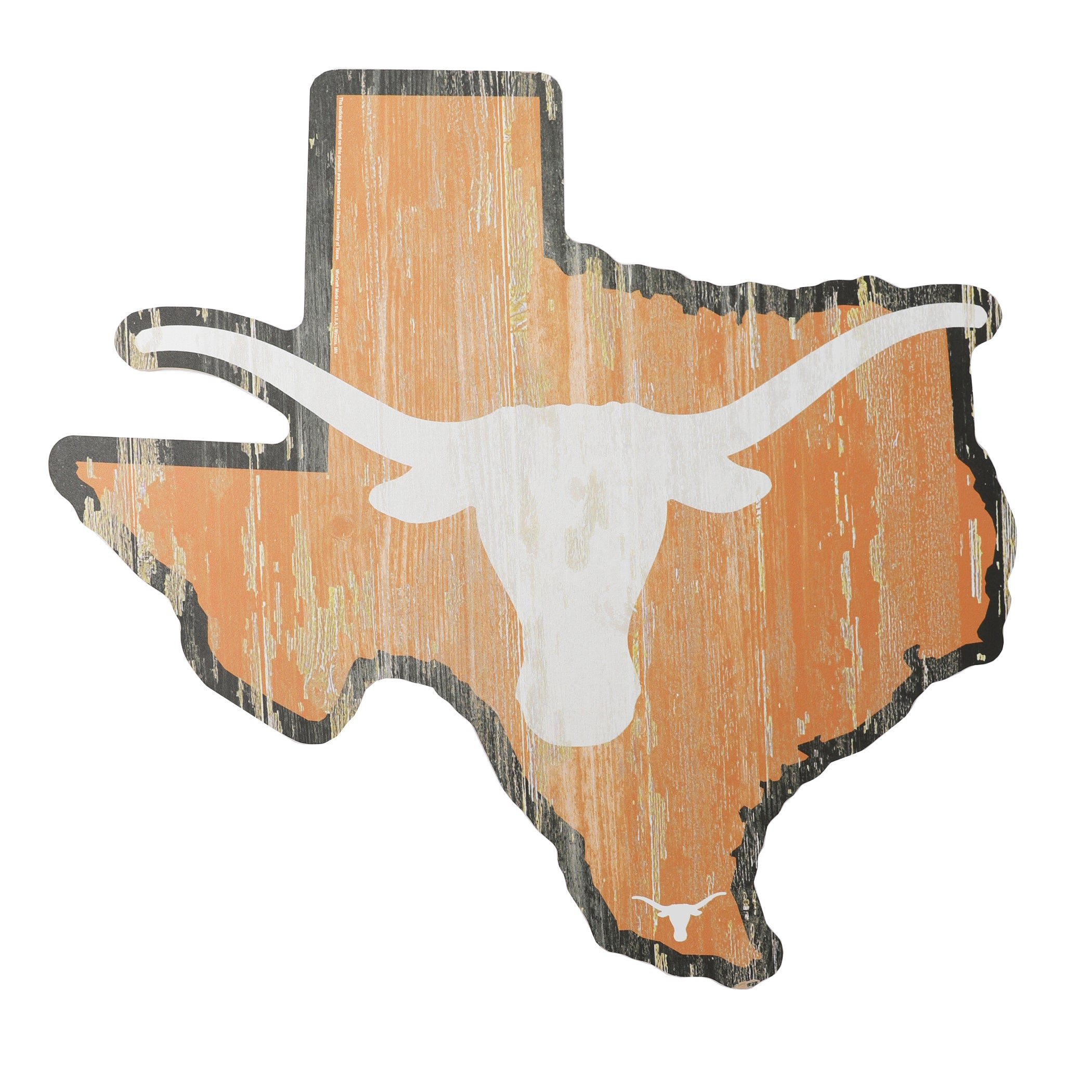 Texas Longhorns State Shape Wood Sign - 11" x 17"