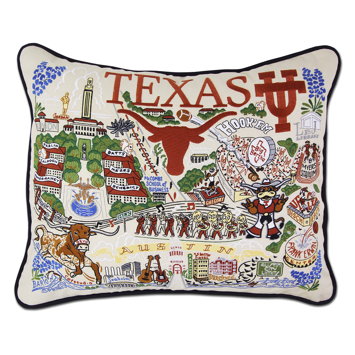 Catstudio University of Texas Embroidered Pillow