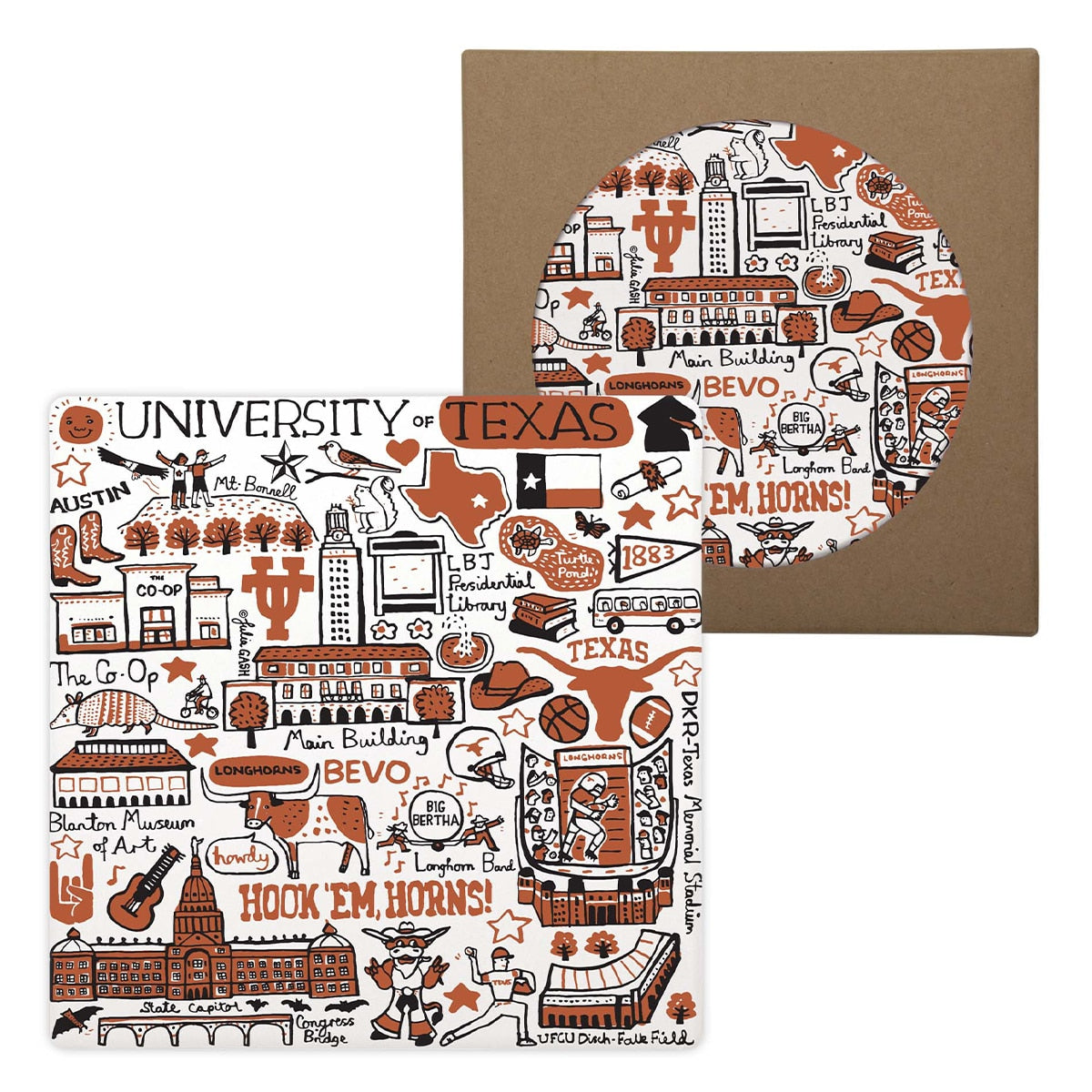 Julia Gash University of Texas Trivet Square Absorbent Stone