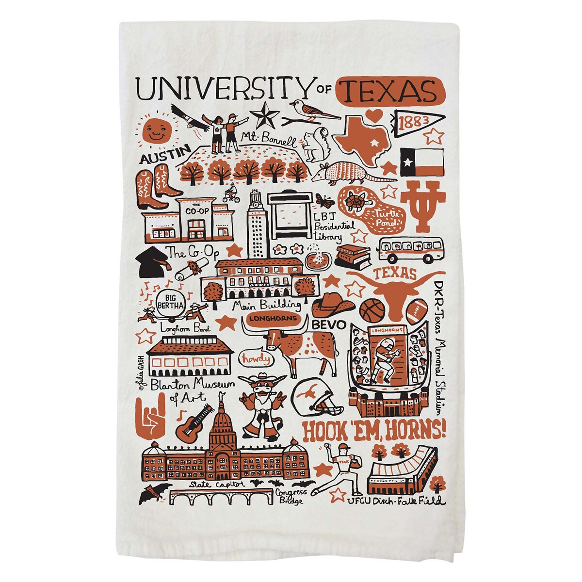 Julia Gash University of Texas Organic Cotton Tea Towel