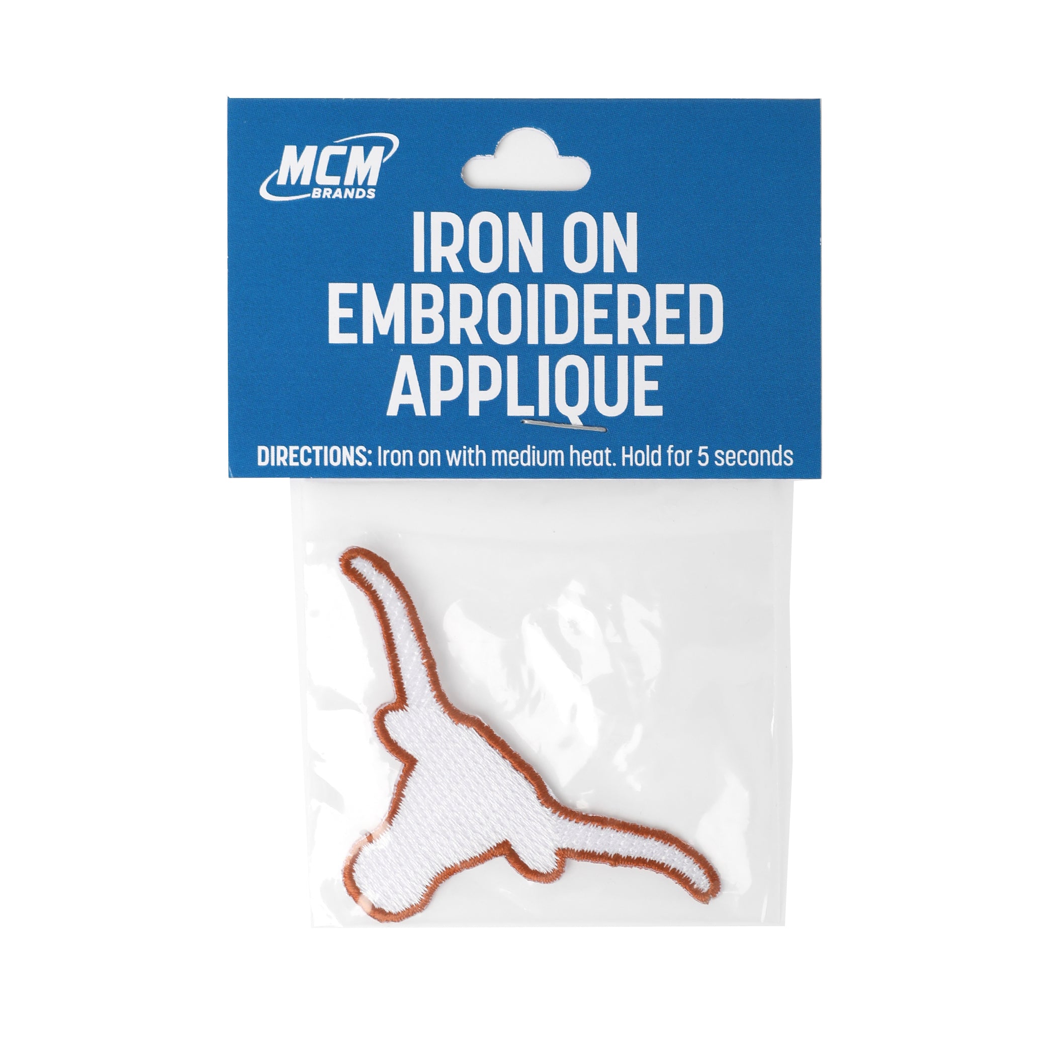 Texas Longhorns Iron on Patch White Steerhead - 3"