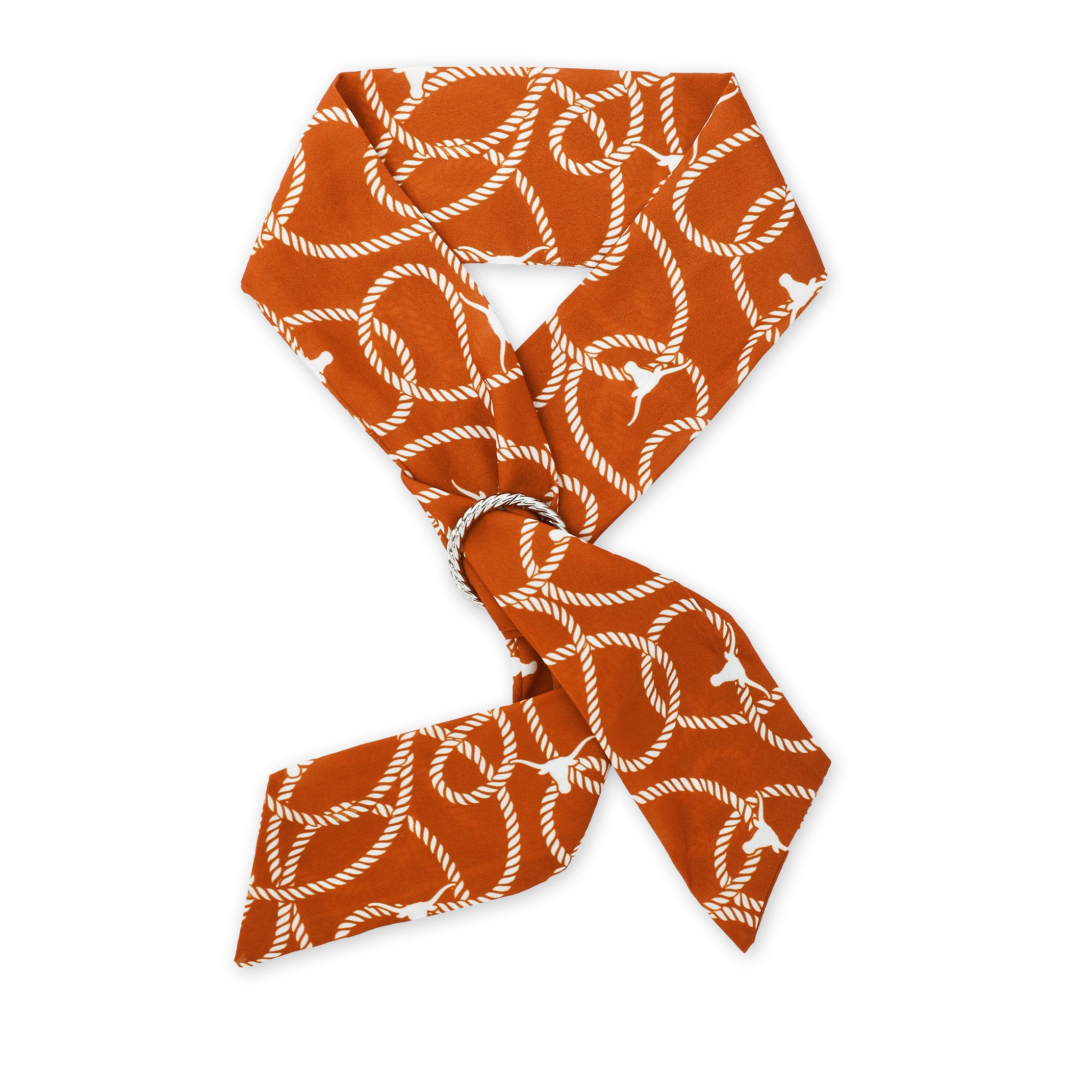 ZooZatZ Texas Longhorns Bevo Luxe Burnt Orange Scarf with Ring