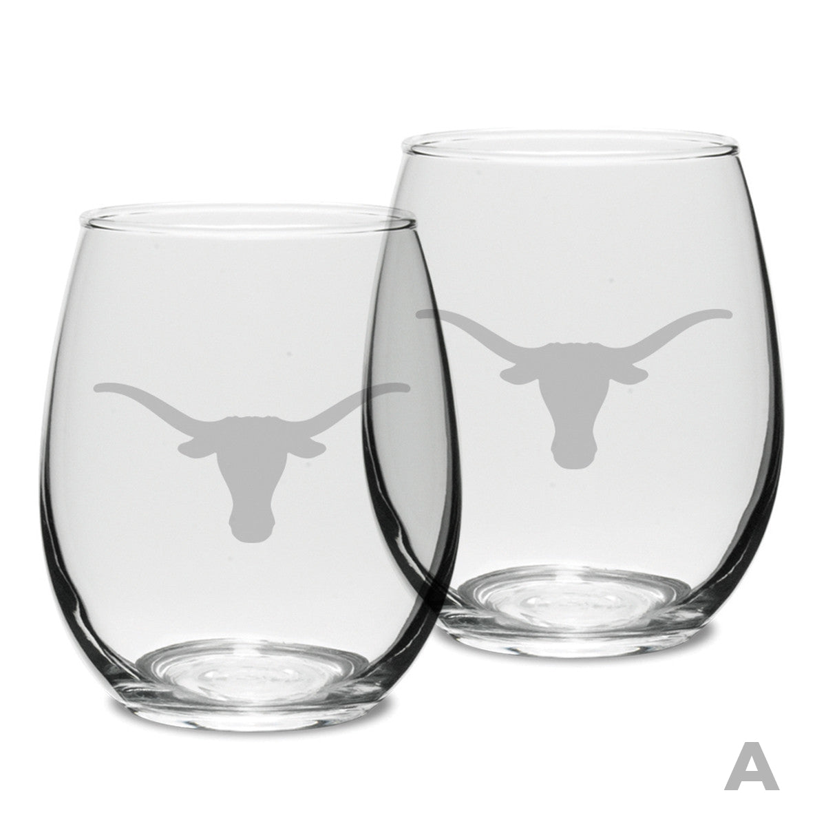 Texas Longhorns Stemless Etched Wine Glass Set - 21 oz