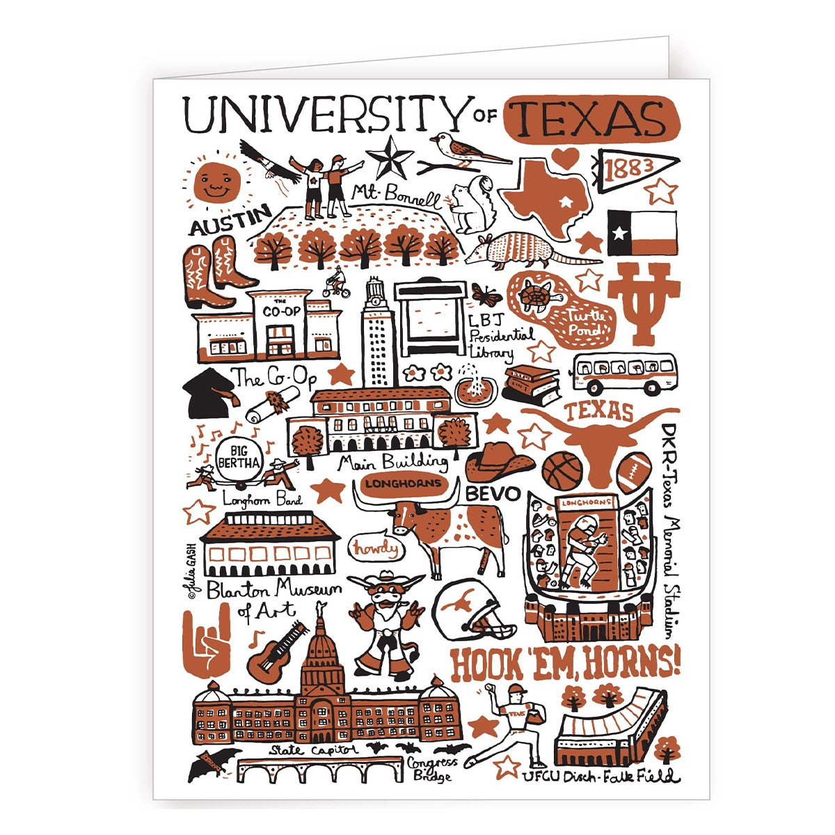 Julia Gash UT Austin Note Cards with Envelopes - 10 Pack
