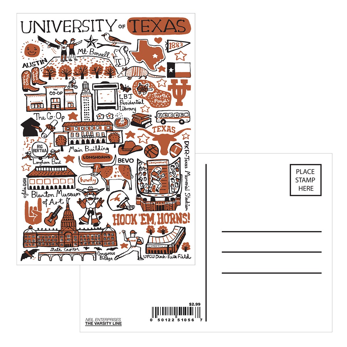 Julia Gash University of Texas Postcard