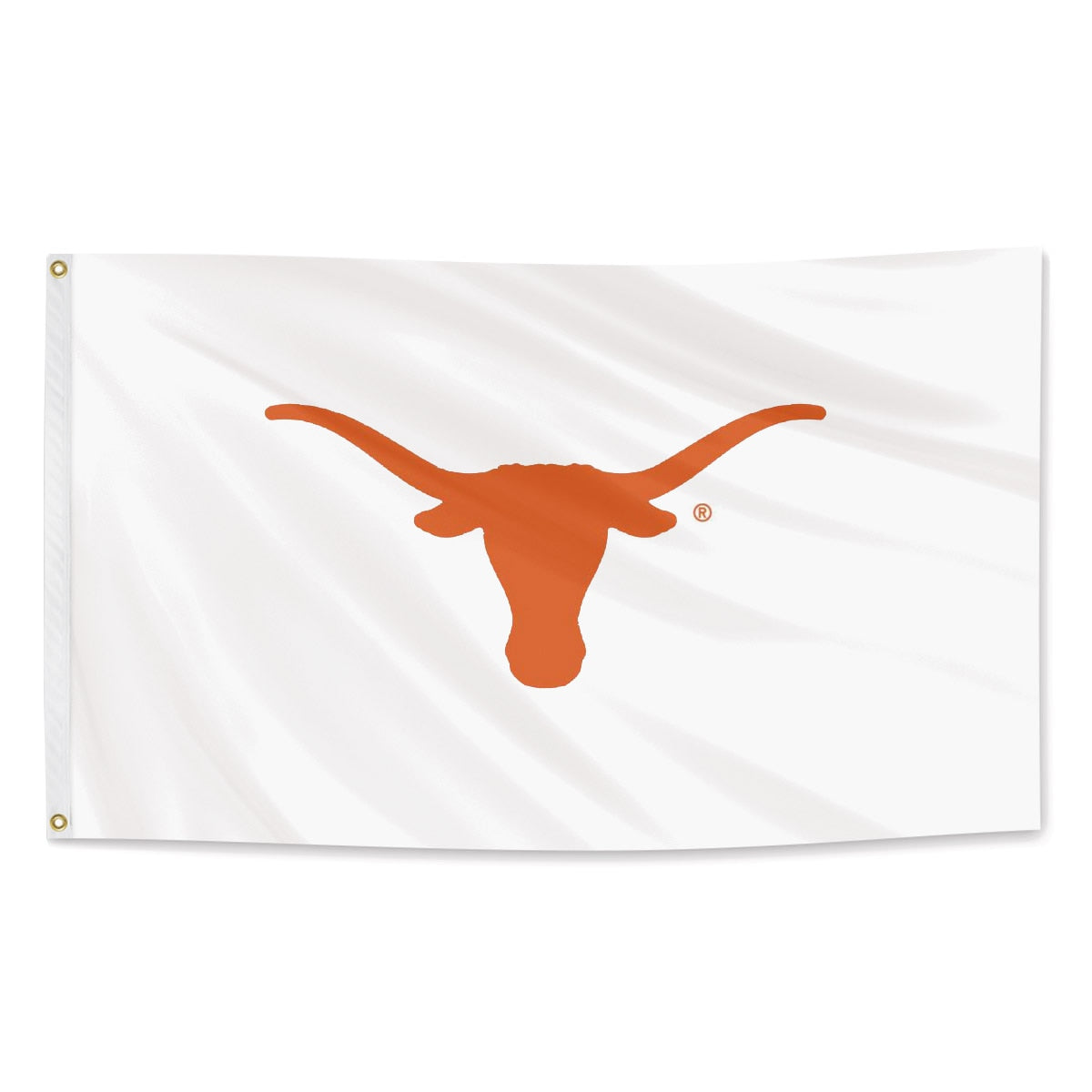 Texas Longhorns White Silk Flag with Grommets - 3 ft x 5 ft