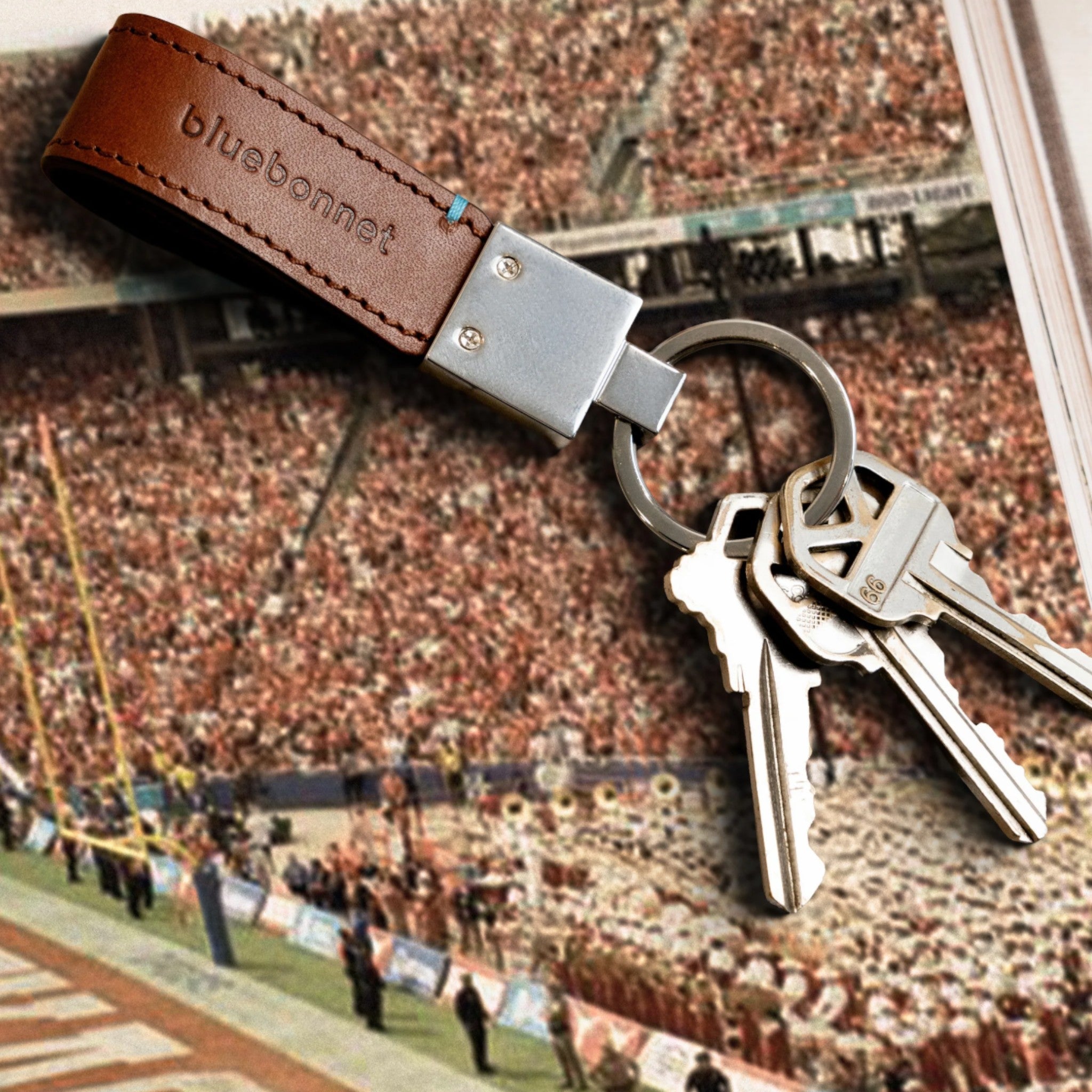 Texas Longhorns Italian Leather Gameday Key Tag