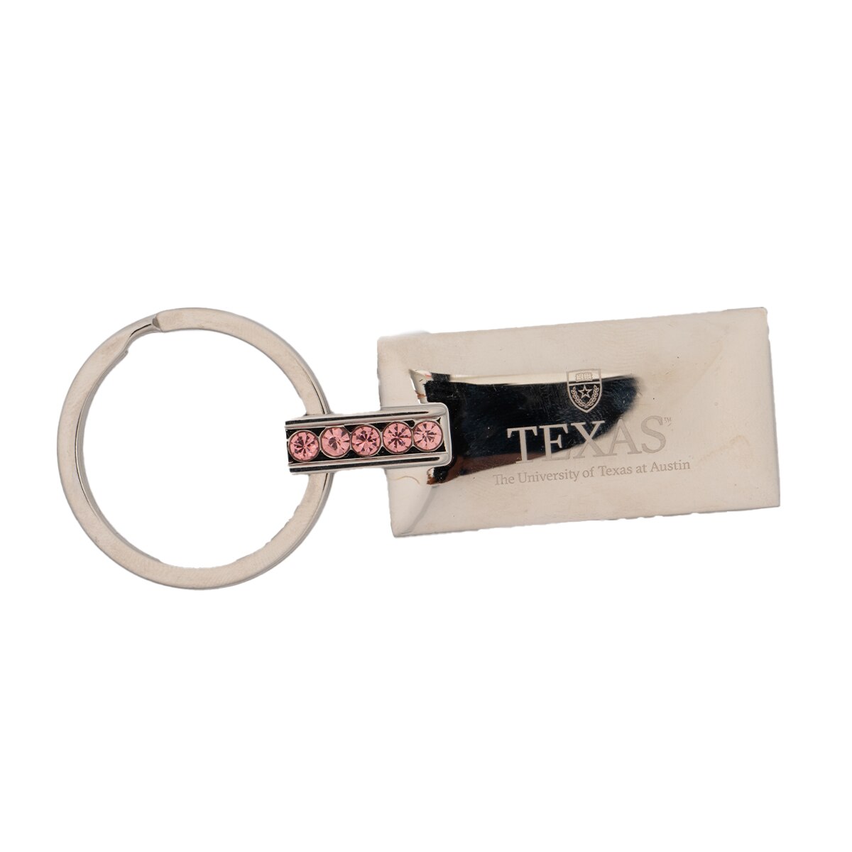 Texas Longhorns Pink Jeweled Rectangular Keychain