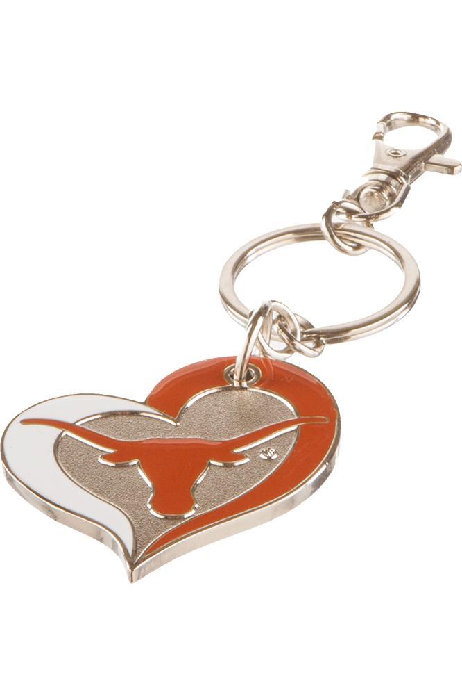 Texas Longhorn Swirl Heart Key Ring