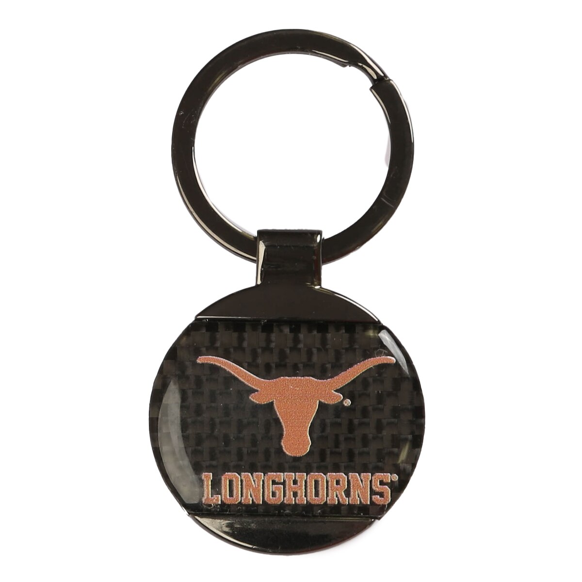 Texas Longhorns Keychain Carbon Fiber Circle