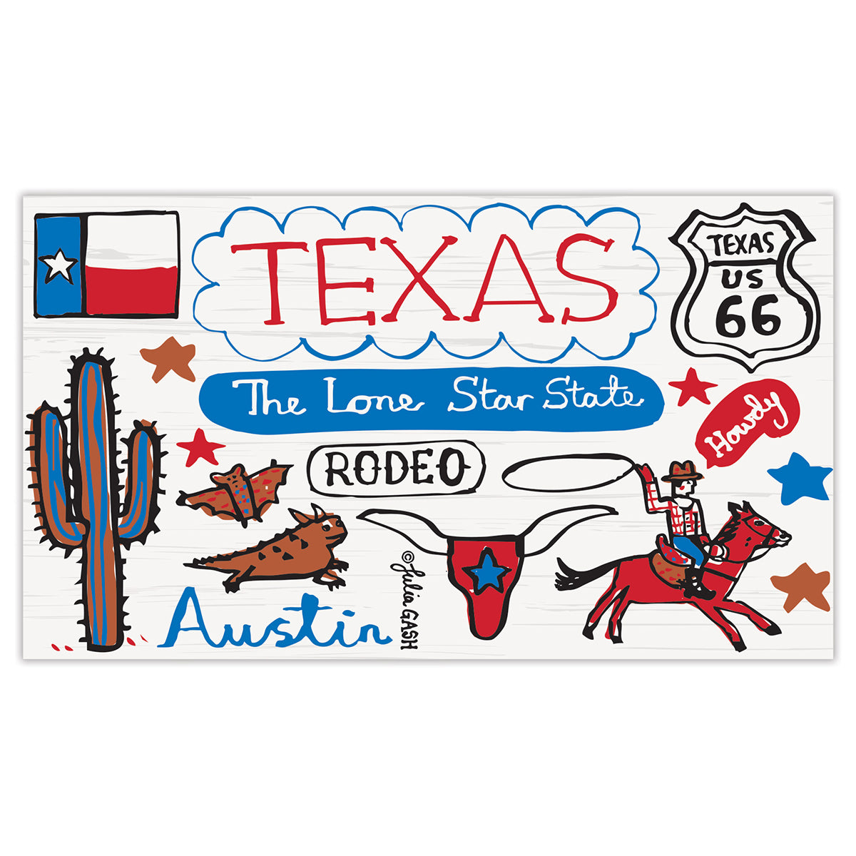 Julia Gash The Lone Star State Recycled Wood Magnet