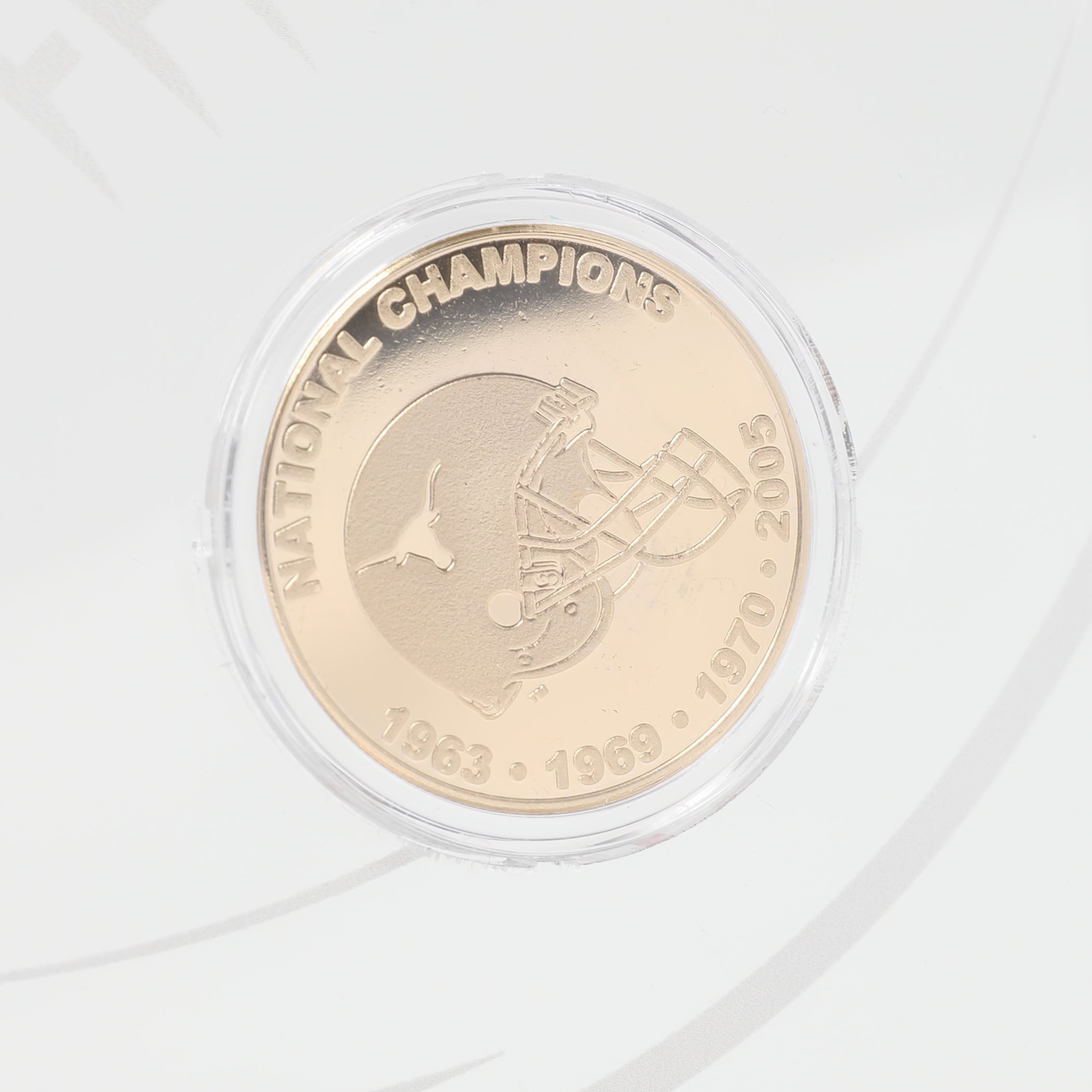 Texas Longhorns 4x Football National Champs Gold Coin Acrylic Desktop with Base