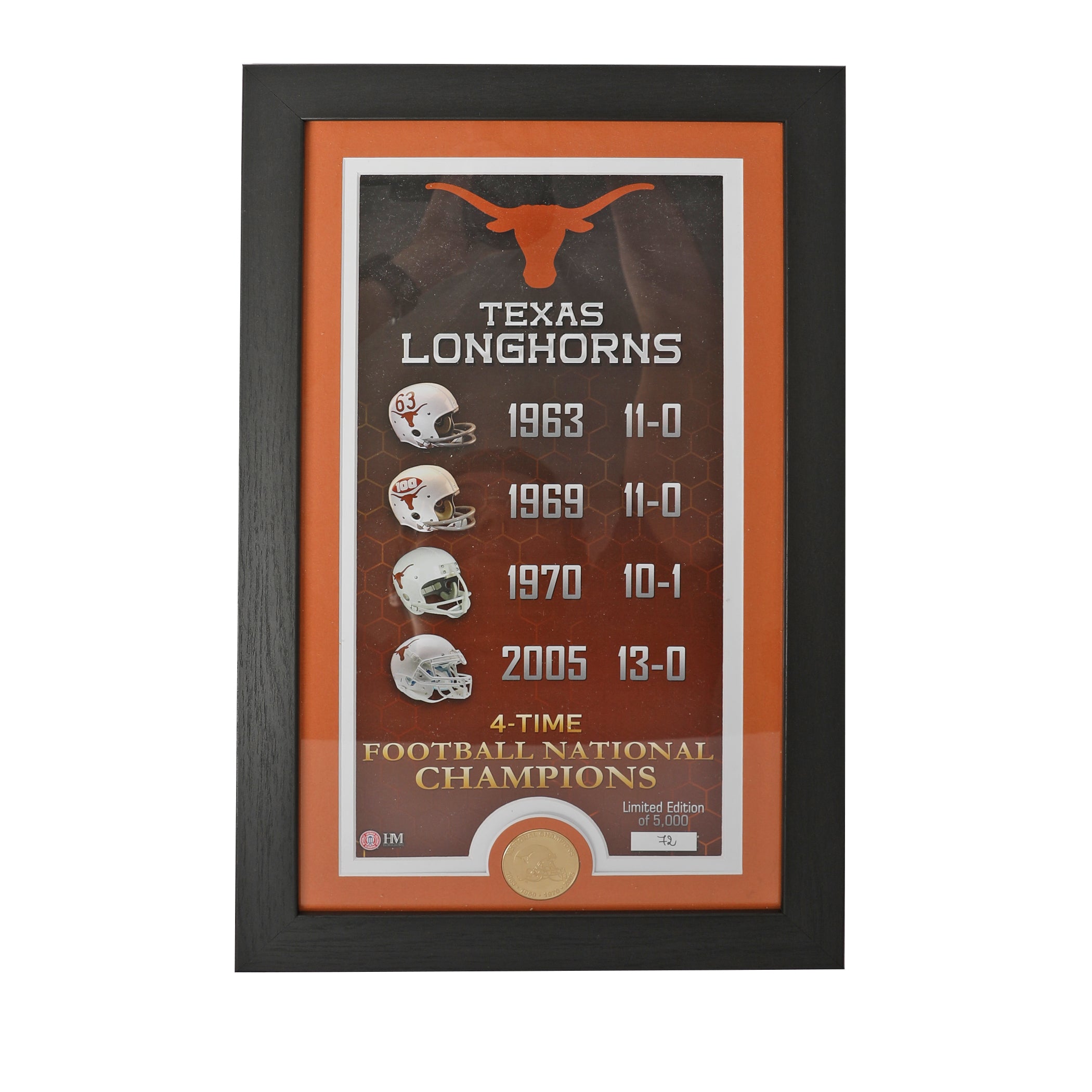 Texas Longhorns 4x National Champs Legacy Framed Photomint - 12 x 20