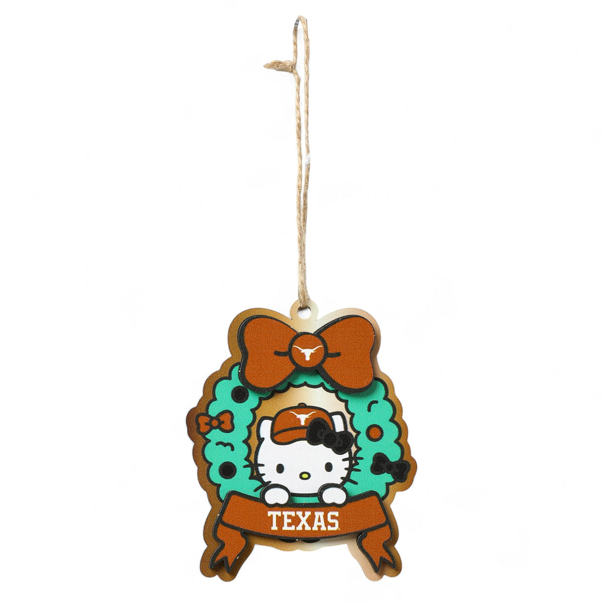 Texas Longhorns Hello Kitty Wreath Ornament