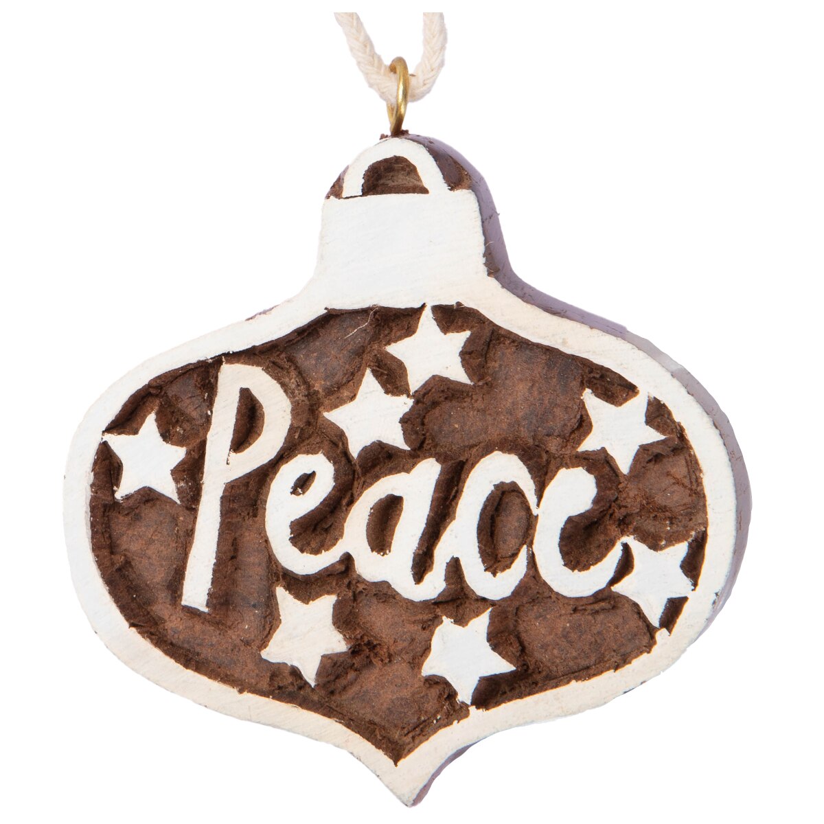Hand Carved Peace Ornament