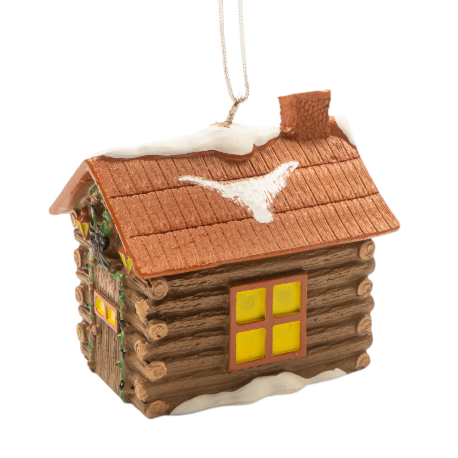 Texas Longhorns Log Cabin Ornament