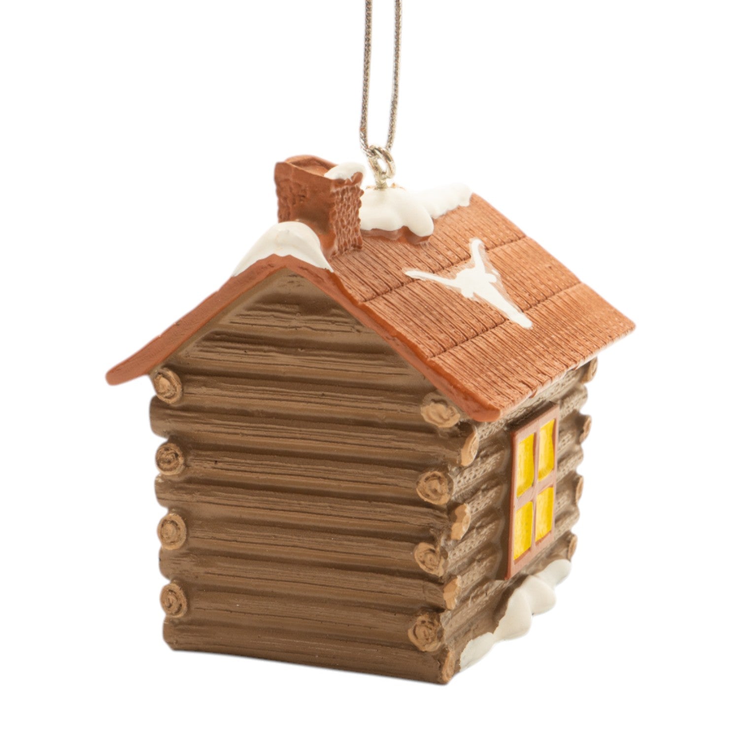 Texas Longhorns Log Cabin Ornament