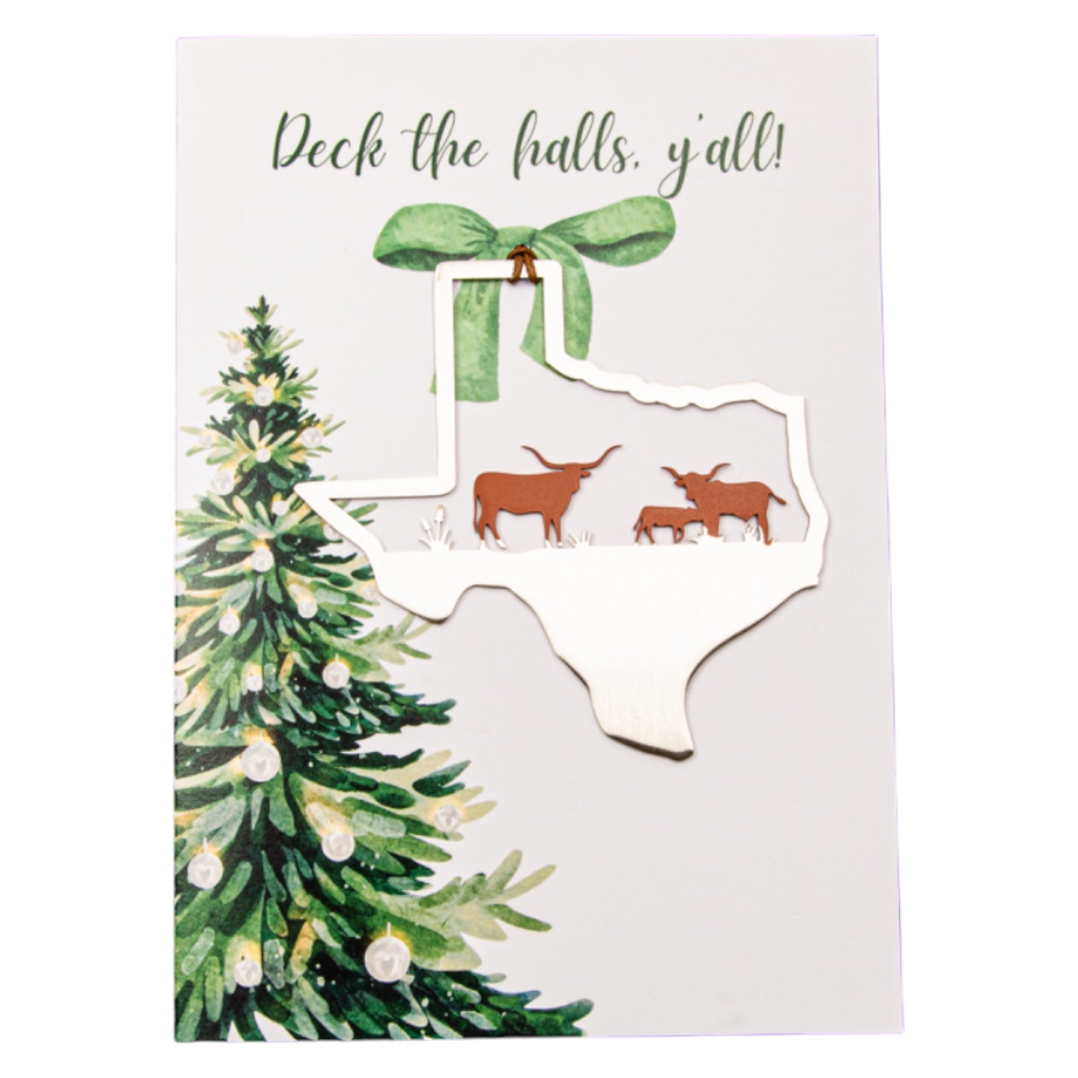 Deck the Halls Y'all Card w/ Longhorn Ornament