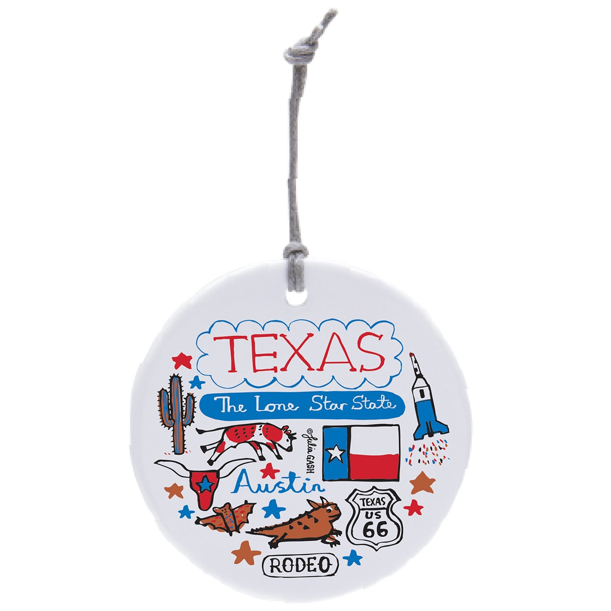 Julia Gash Texas The Lone Star State Ceramic Circle Ornament
