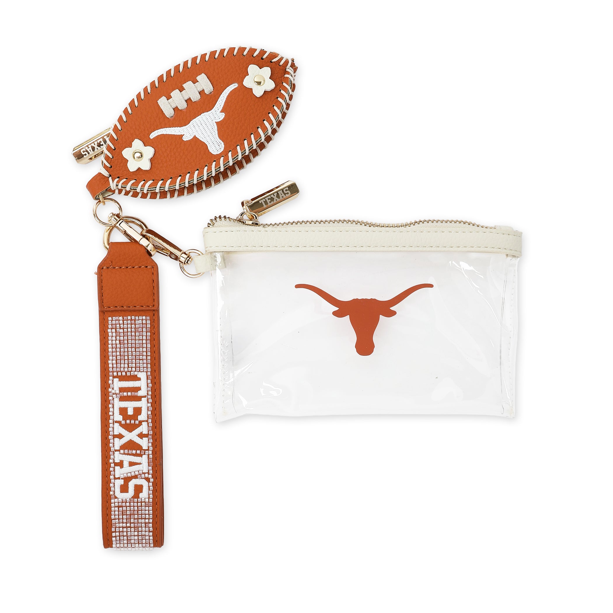 University of Texas Longhorns Clear Wristlet with Charm