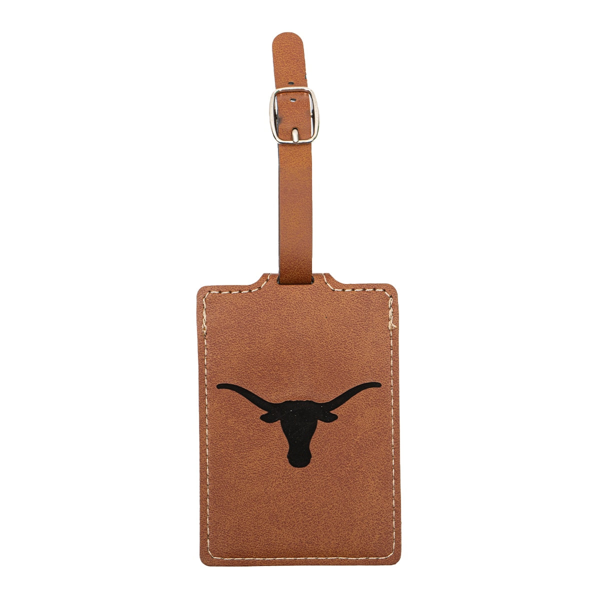 Texas Longhorns Steerhead Brown Vegan Leather Luggage Tag