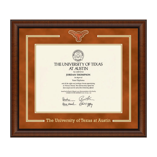 Longhorn Medallion Diploma Frame in Burnt Orange