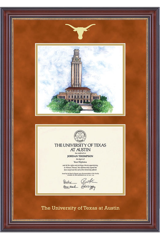 University of Texas Kensington Tower Lithograph Diploma Frame