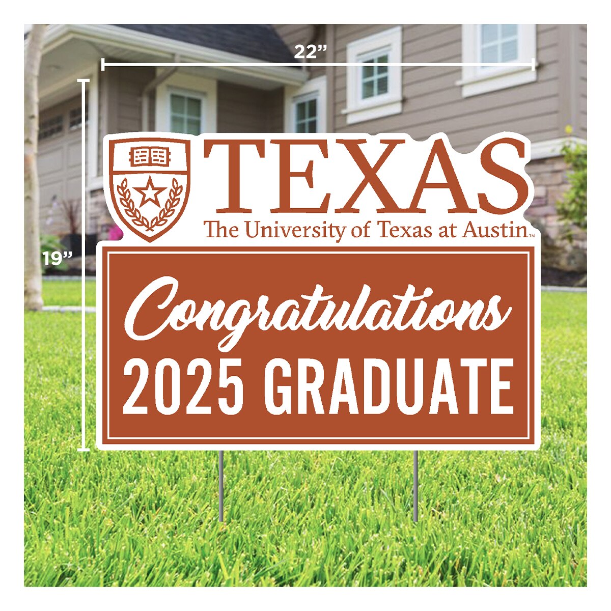 University of Texas Shield 2025 Grad Yard Sign