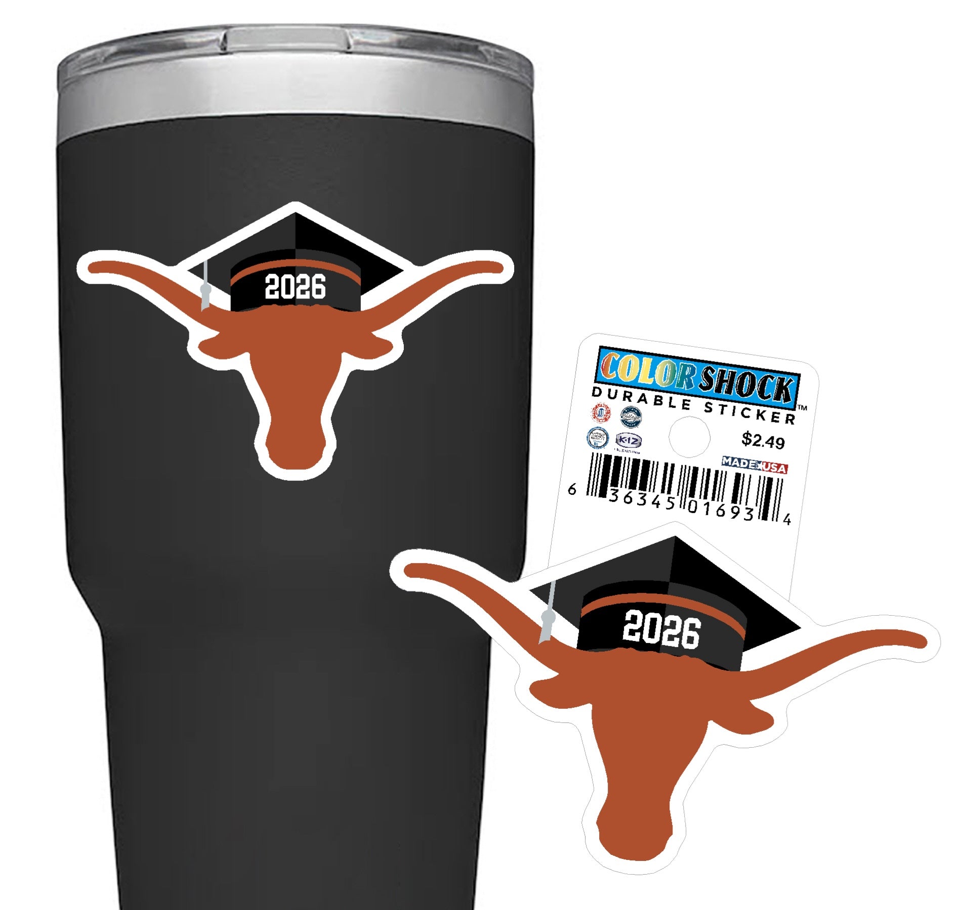 Texas Longhorns 2026 Grad Cap Sticker
